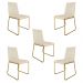 Kit 05 Cadeira de Jantar Estofada Lille Base Gold Courino Bege - Montanaris Decor