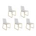 Kit 05 Cadeira de Jantar Estofada Lille Base Gold Courino Branco  - Montanaris Decor