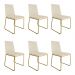 Kit 06 Cadeira de Jantar Estofada Lille Base Gold Courino Bege - Montanaris Decor