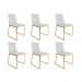 Kit 06 Cadeira de Jantar Estofada Lille Base Gold Courino Branco  - Montanaris Decor