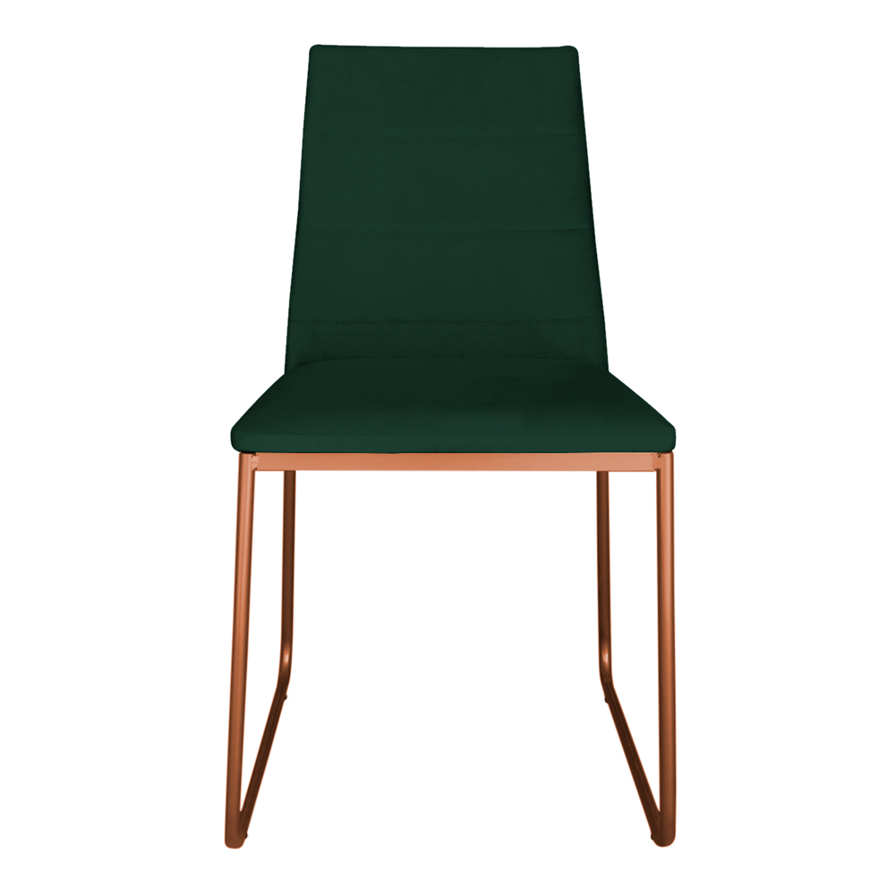 Kit 2 Cadeiras de Jantar Estofada Lille Base Bronze Veludo Verde - Montanaris Decor