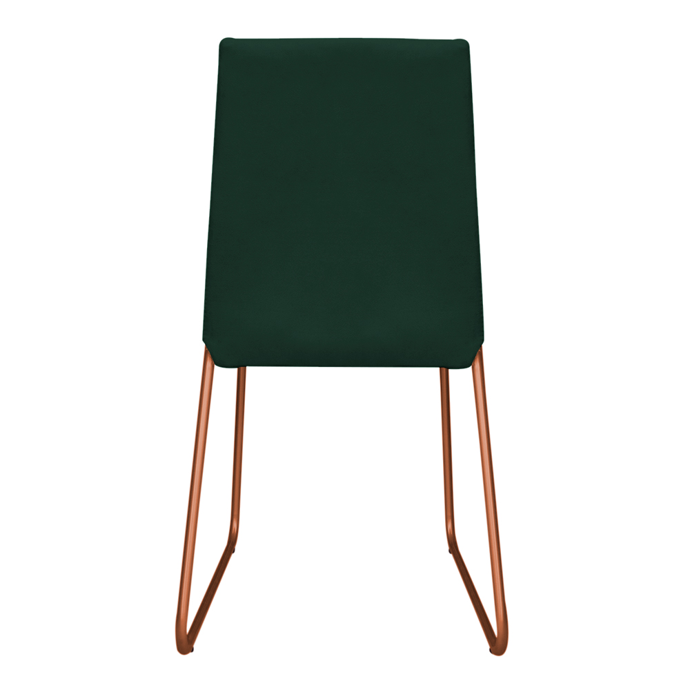 Kit 2 Cadeiras de Jantar Estofada Lille Base Bronze Veludo Verde - Montanaris Decor