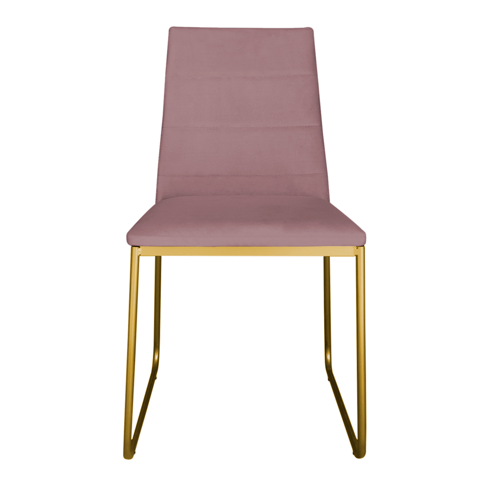 Kit 2 Cadeiras de Jantar Estofada Lille Base Gold Veludo Rosê - Montanaris Decor