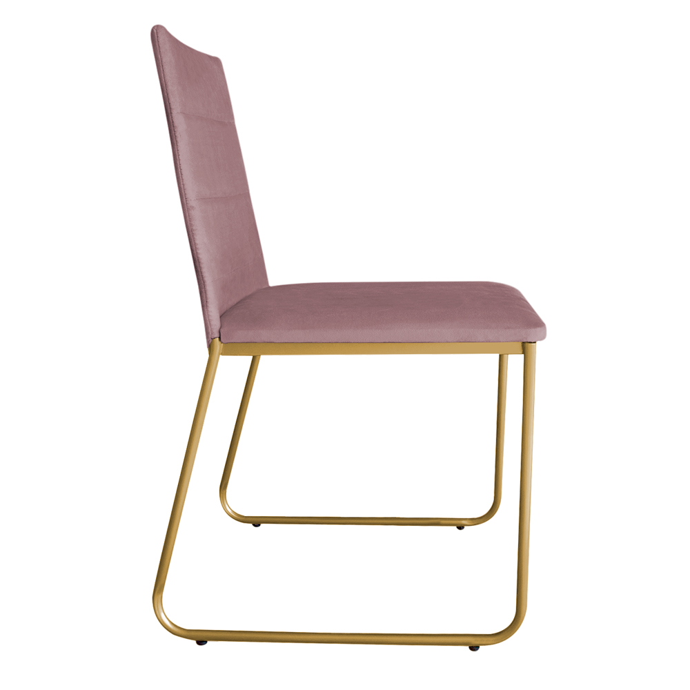Kit 2 Cadeiras de Jantar Estofada Lille Base Gold Veludo Rosê - Montanaris Decor