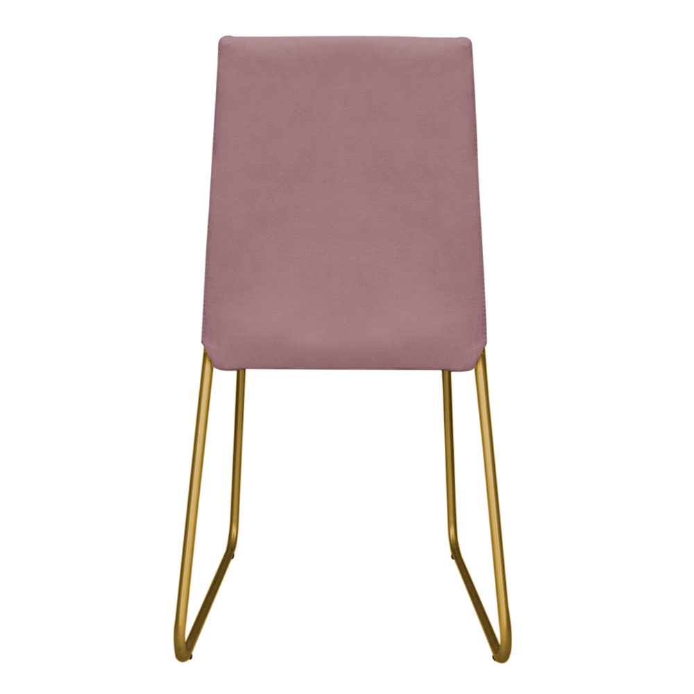 Kit 2 Cadeiras de Jantar Estofada Lille Base Gold Veludo Rosê - Montanaris Decor
