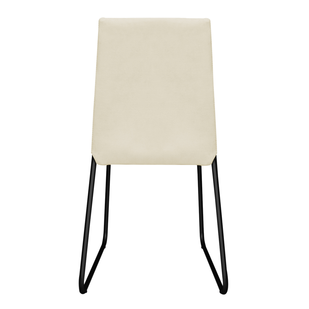 Kit 2 Cadeiras de Jantar Estofada Lille Base Preta Veludo Bege - Montanaris Decor