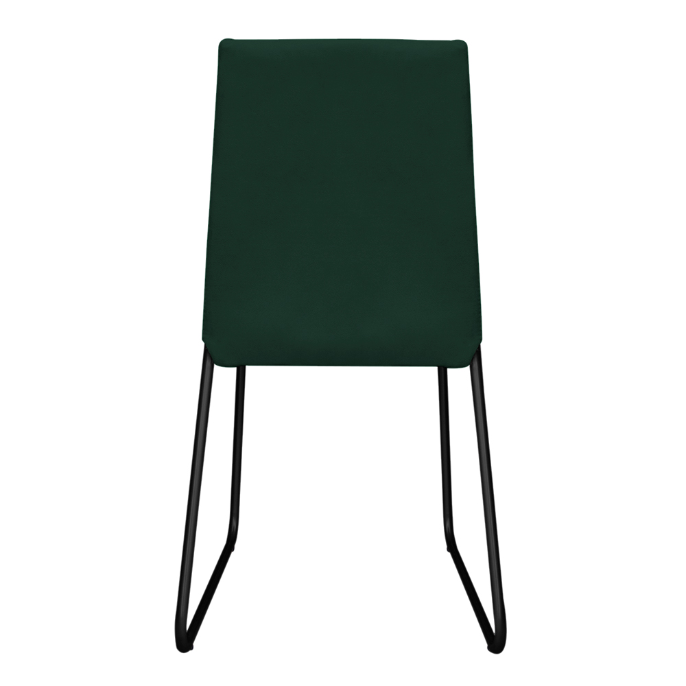 Kit 2 Cadeiras de Jantar Estofada Lille Base Preta Veludo Verde - Montanaris Decor