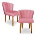 Kit 2 Cadeiras de Jantar Pétala Estofada Pés Palito Veludo Rosa - Montanaris Decor