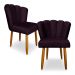 Kit 2 Cadeiras de Jantar Pétala Estofada Pés Palito Veludo Roxo - Montanaris Decor