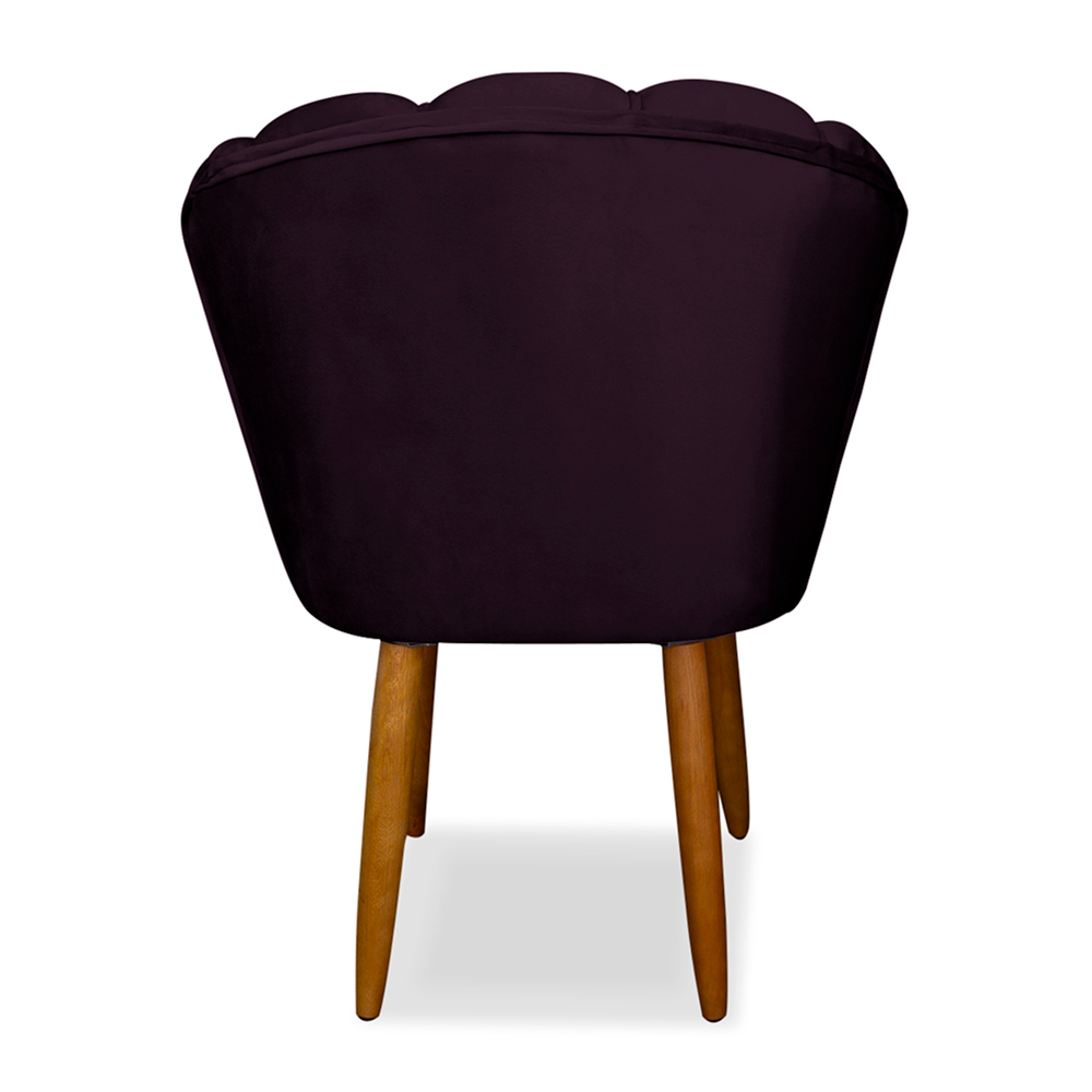 Kit 2 Cadeiras de Jantar Pétala Estofada Pés Palito Veludo Roxo - Montanaris Decor
