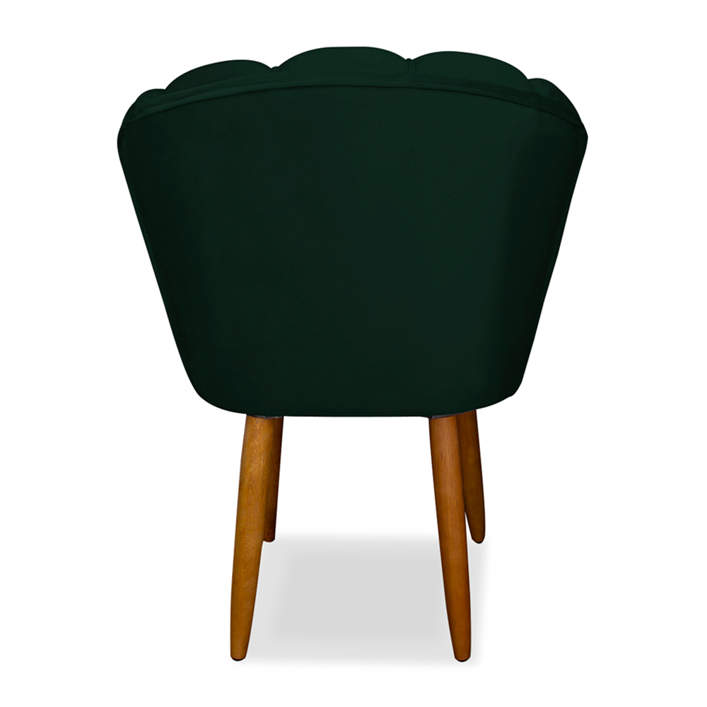 Kit 2 Cadeiras de Jantar Pétala Estofada Pés Palito Veludo Verde - Montanaris Decor