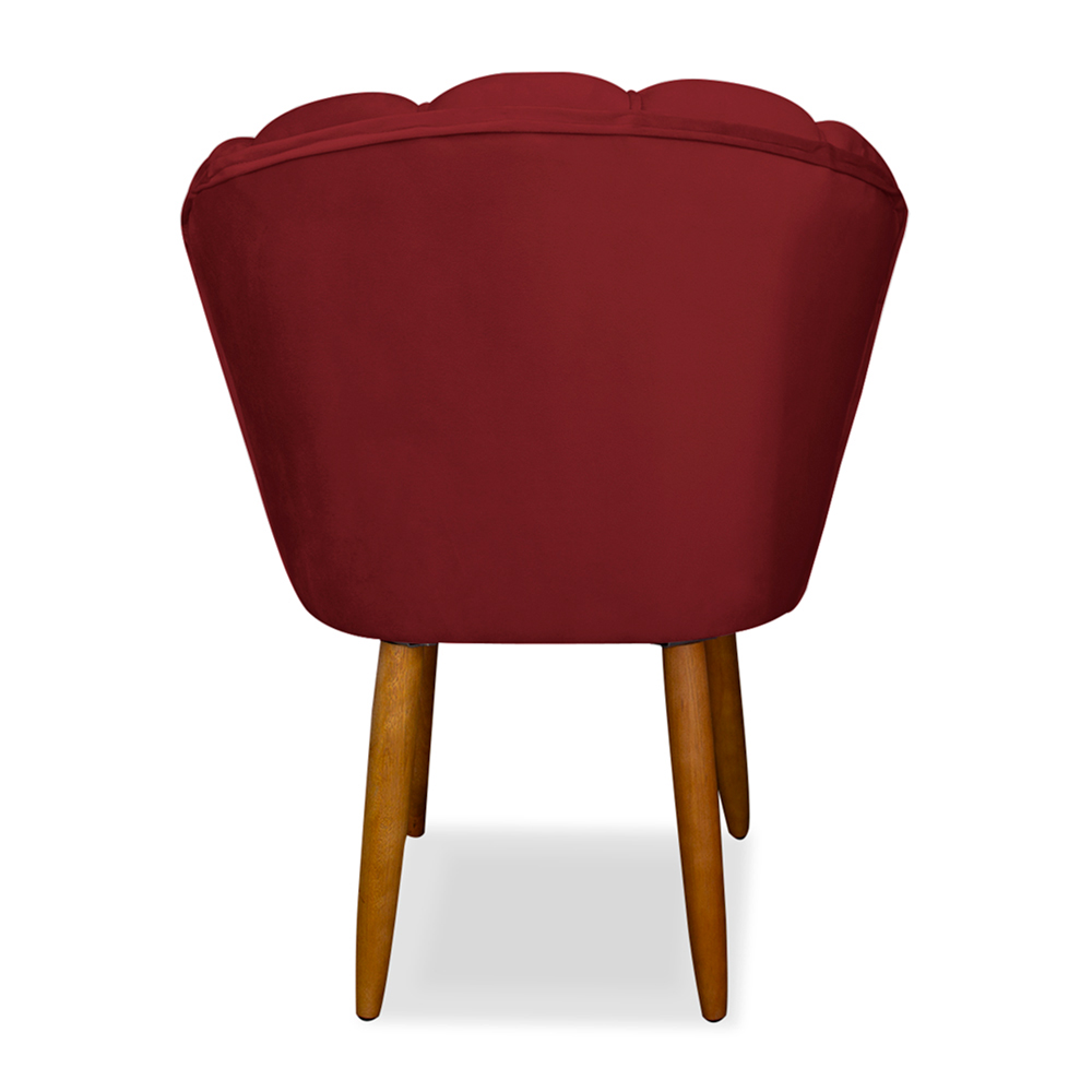 Kit 2 Cadeiras de Jantar Pétala Estofada Pés Palito Veludo Vermelho - Montanaris Decor