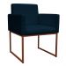 Kit 2 Poltronas Decorativa Base De Ferro Bronze Veludo Azul Marinho - Montanaris Decor