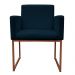 Kit 2 Poltronas Decorativa Base De Ferro Bronze Veludo Azul Marinho - Montanaris Decor
