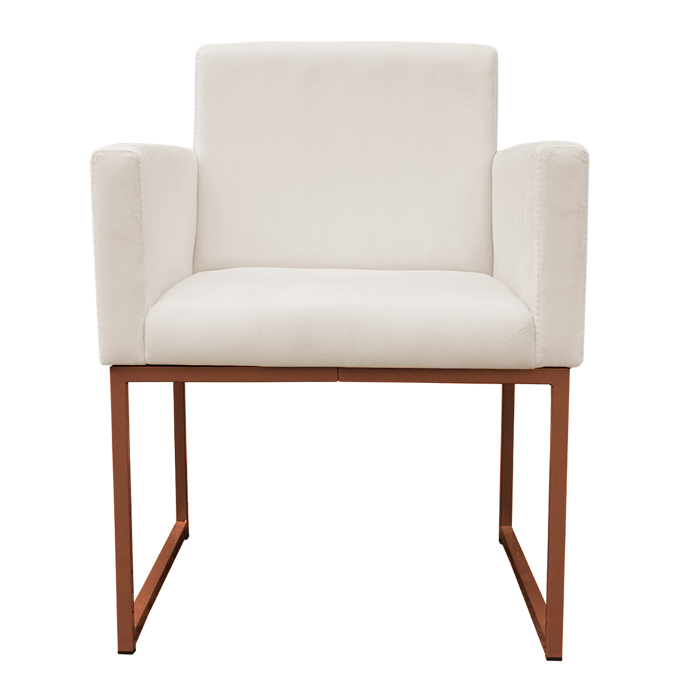 Kit 2 Poltronas Decorativa Base De Ferro Bronze Veludo Bege - Montanaris Decor