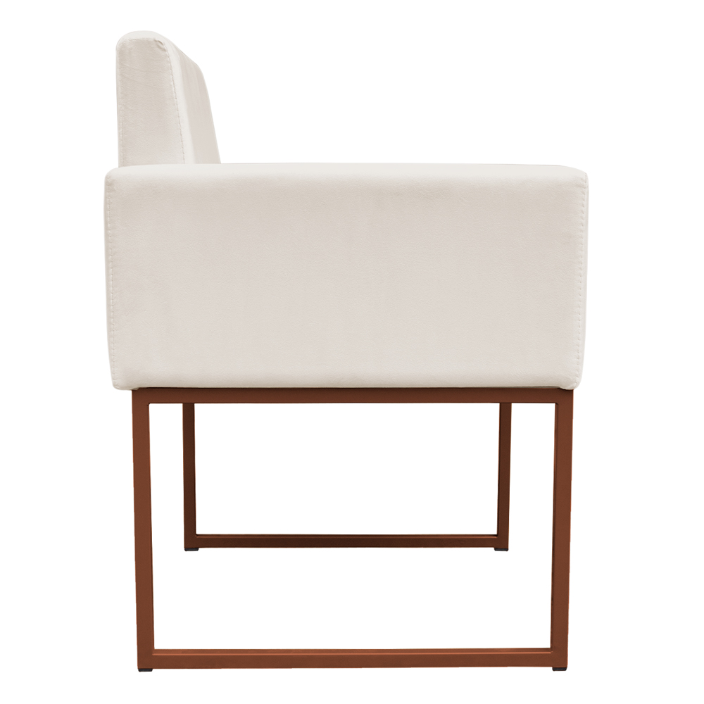 Kit 2 Poltronas Decorativa Base De Ferro Bronze Veludo Bege - Montanaris Decor