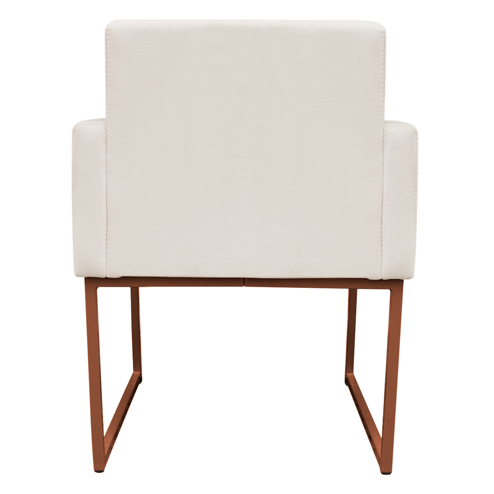 Kit 2 Poltronas Decorativa Base De Ferro Bronze Veludo Bege - Montanaris Decor