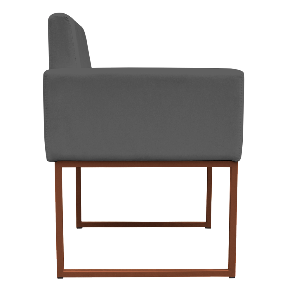 Kit 2 Poltronas Decorativa Base De Ferro Bronze Veludo Cinza - Montanaris Decor