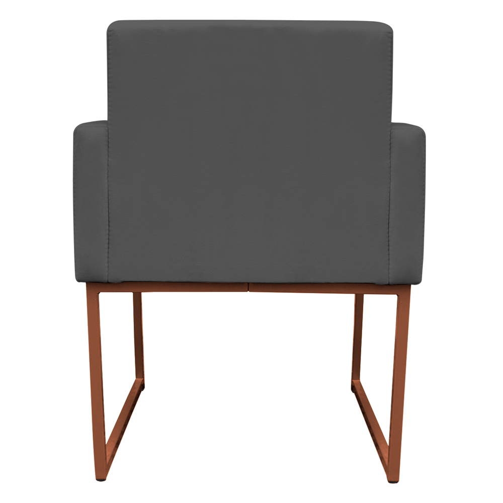 Kit 2 Poltronas Decorativa Base De Ferro Bronze Veludo Cinza - Montanaris Decor