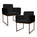 Kit 2 Poltronas Decorativa Base De Ferro Bronze Veludo Preto - Montanaris Decor