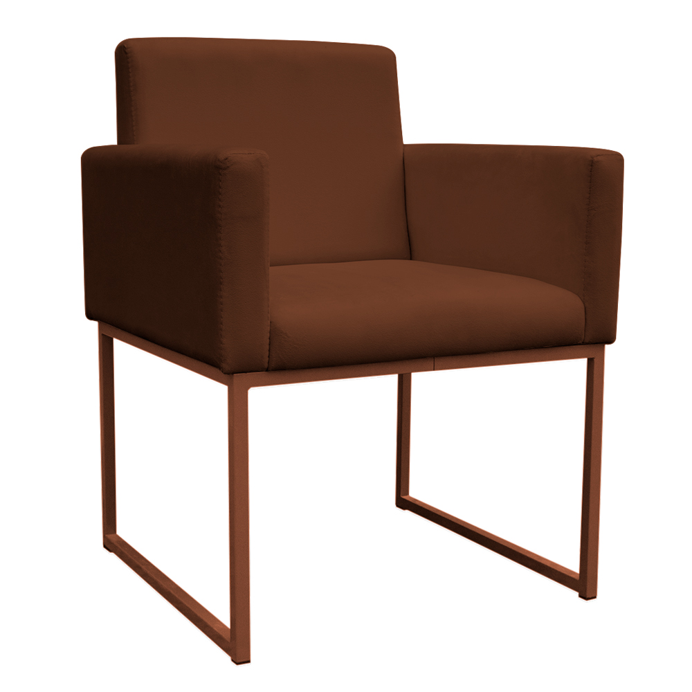 Kit 2 Poltronas Decorativa Base De Ferro Bronze Veludo Terracota - Montanaris Decor