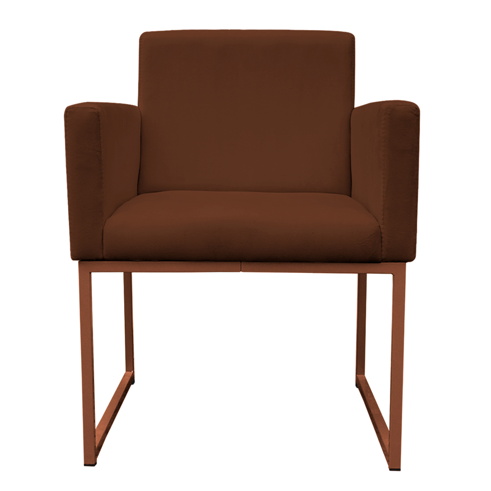 Kit 2 Poltronas Decorativa Base De Ferro Bronze Veludo Terracota - Montanaris Decor