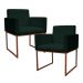 Kit 2 Poltronas Decorativa Base De Ferro Bronze Veludo Verde - Montanaris Decor