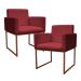 Kit 2 Poltronas Decorativa Base De Ferro Bronze Veludo Vermelho - Montanaris Decor