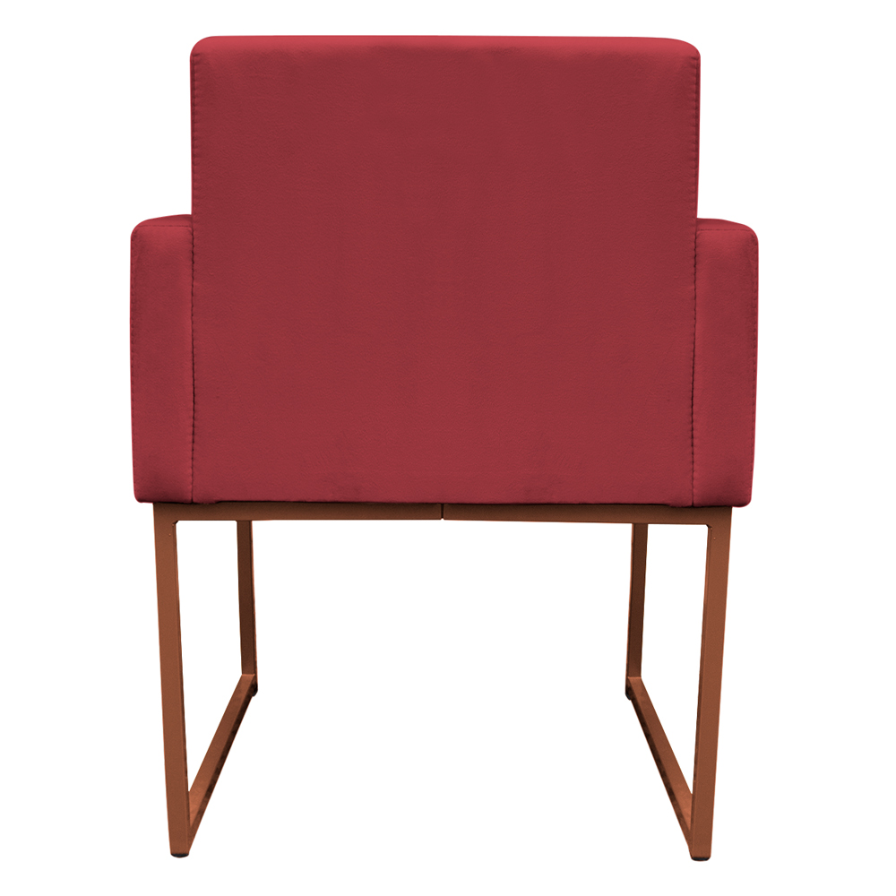 Kit 2 Poltronas Decorativa Base De Ferro Bronze Veludo Vermelho - Montanaris Decor