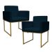Kit 2 Poltronas Decorativa Base De Ferro Gold Veludo Azul Marinho  - Montanaris Decor