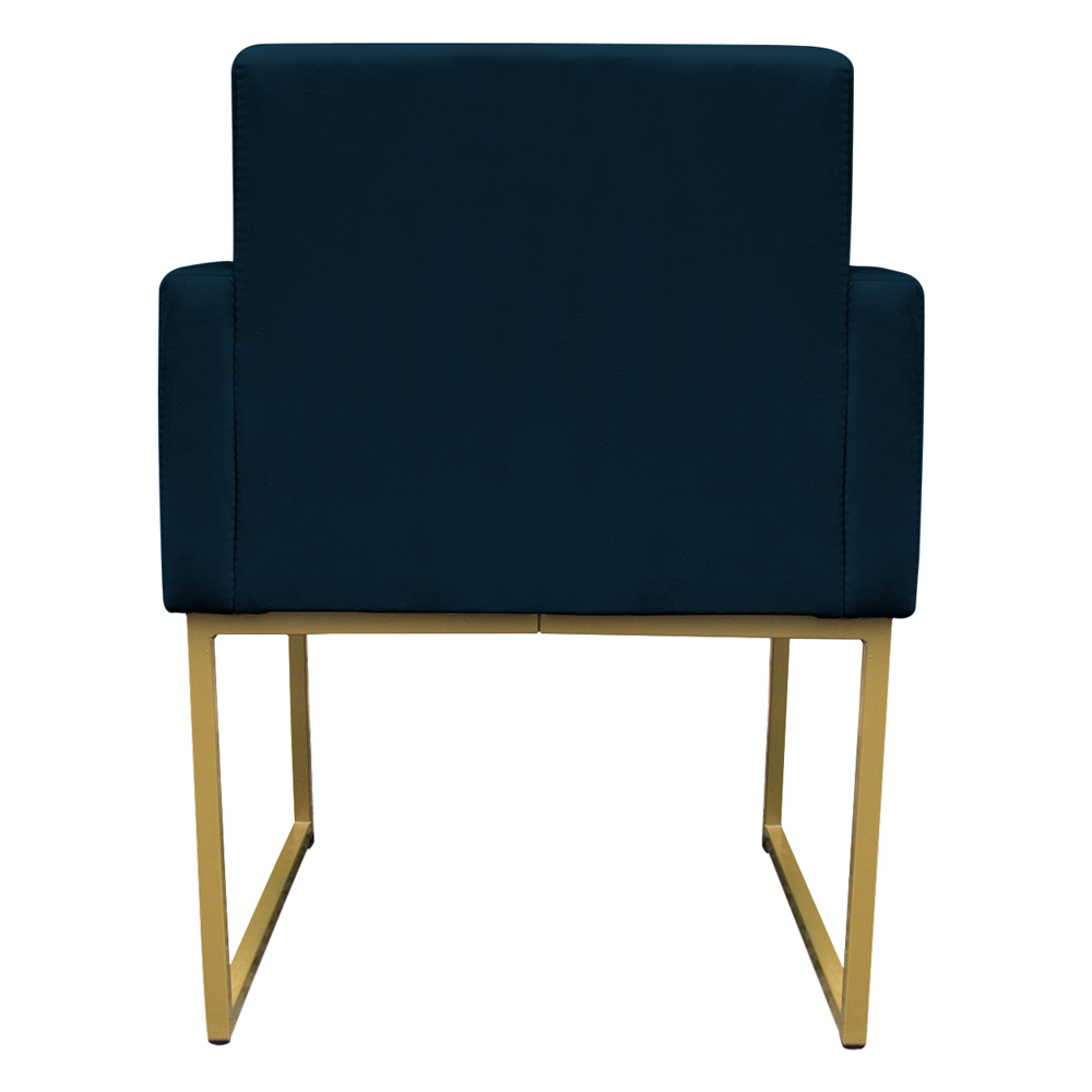 Kit 2 Poltronas Decorativa Base De Ferro Gold Veludo Azul Marinho  - Montanaris Decor