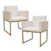 Kit 2 Poltronas Decorativa Base De Ferro Gold Veludo Bege - Montanaris Decor