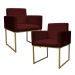 Kit 2 Poltronas Decorativa Base De Ferro Gold Veludo Bordô - Montanaris Decor