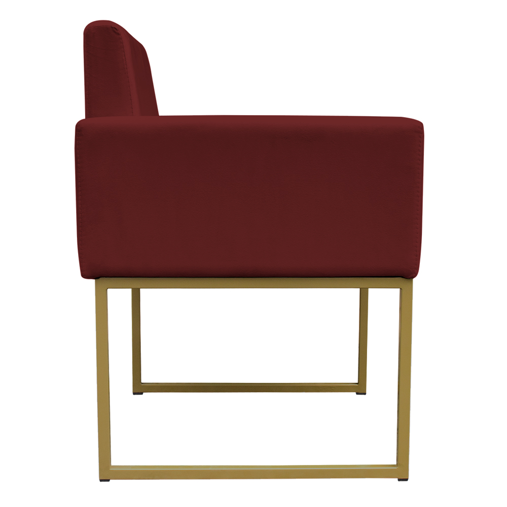 Kit 2 Poltronas Decorativa Base De Ferro Gold Veludo Bordô - Montanaris Decor