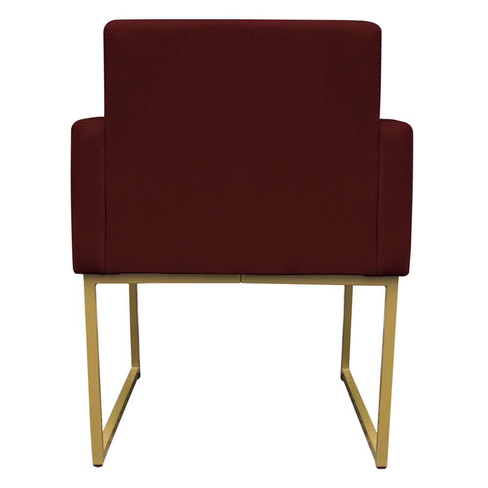 Kit 2 Poltronas Decorativa Base De Ferro Gold Veludo Bordô - Montanaris Decor