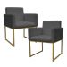 Kit 2 Poltronas Decorativa Base De Ferro Gold Veludo Cinza - Montanaris Decor