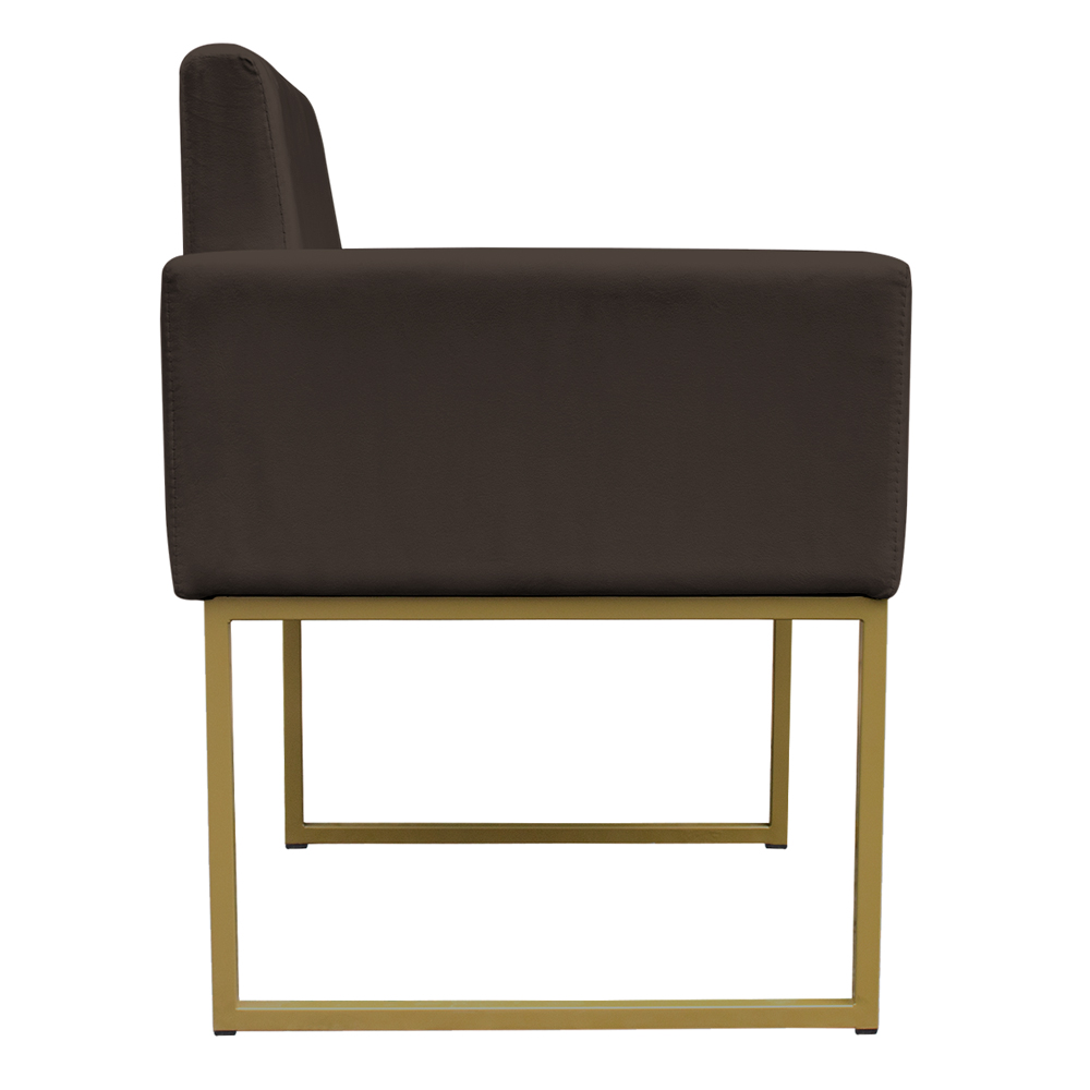 Kit 2 Poltronas Decorativa Base De Ferro Gold Veludo Marrom - Montanaris Decor