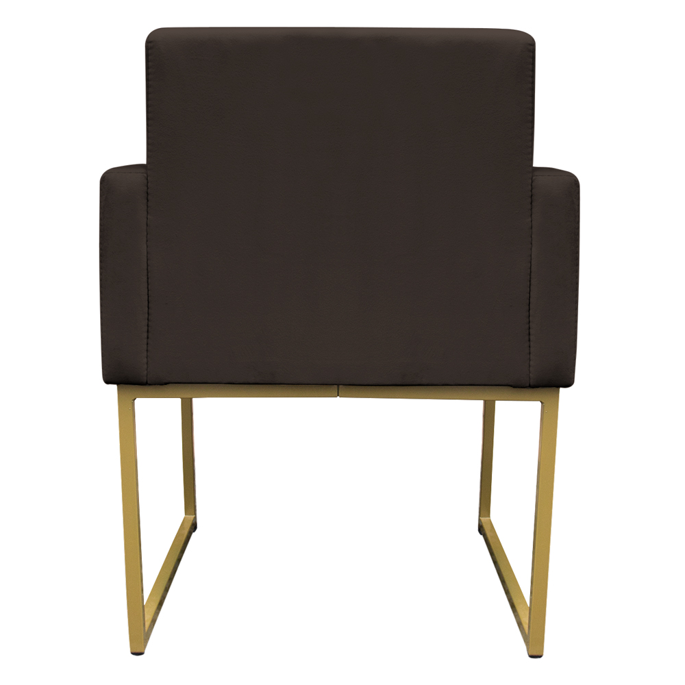 Kit 2 Poltronas Decorativa Base De Ferro Gold Veludo Marrom - Montanaris Decor