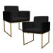 Kit 2 Poltronas Decorativa Base De Ferro Gold Veludo Preto - Montanaris Decor