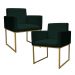 Kit 2 Poltronas Decorativa Base De Ferro Gold Veludo Verde - Montanaris Decor
