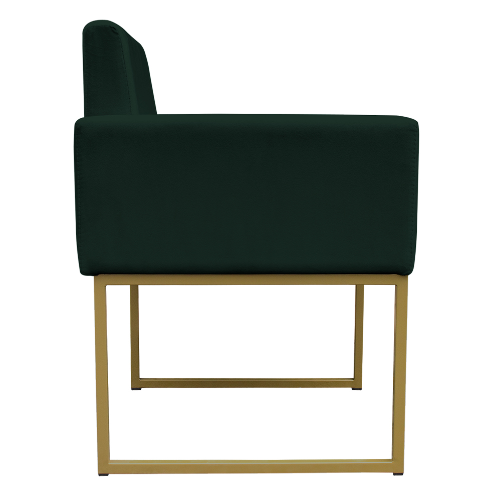 Kit 2 Poltronas Decorativa Base De Ferro Gold Veludo Verde - Montanaris Decor