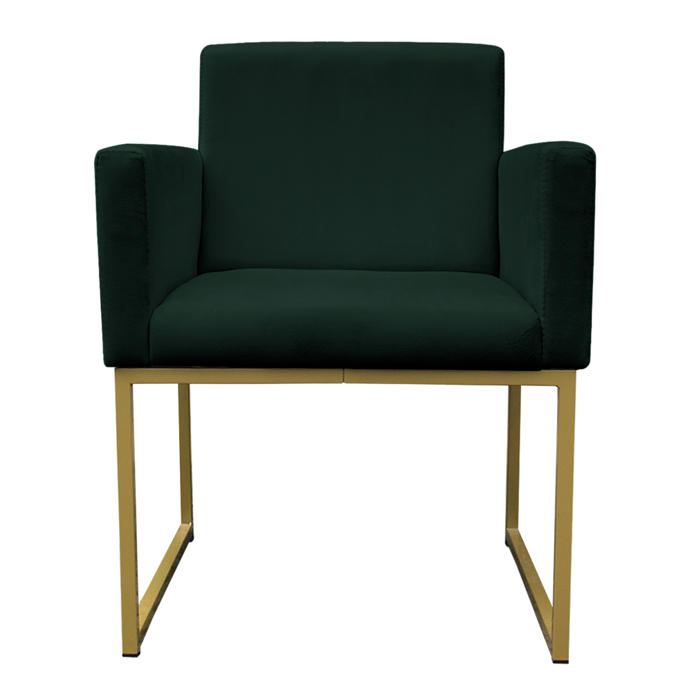 Kit 2 Poltronas Decorativa Base De Ferro Gold Veludo Verde - Montanaris Decor
