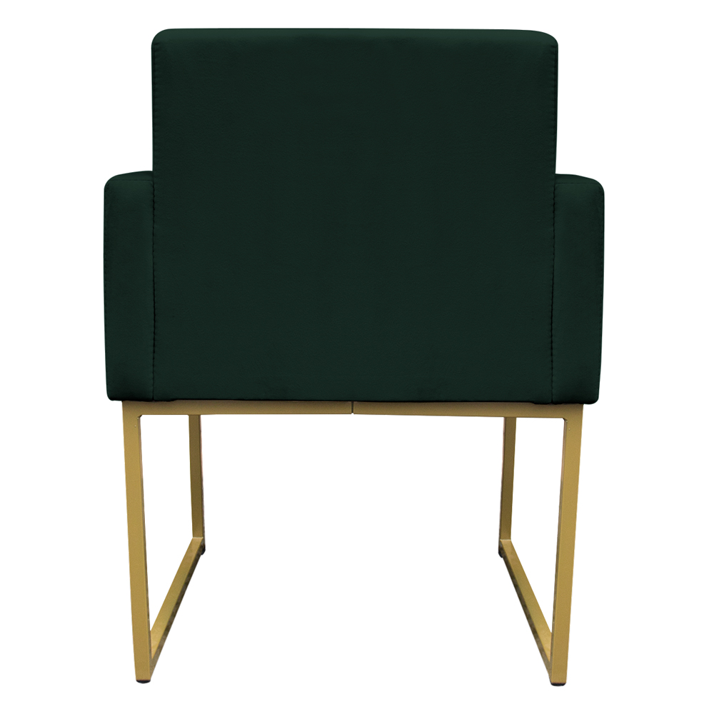 Kit 2 Poltronas Decorativa Base De Ferro Gold Veludo Verde - Montanaris Decor