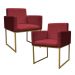 Kit 2 Poltronas Decorativa Base De Ferro Gold Veludo Vermelho - Montanaris Decor