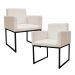 Kit 2 Poltronas Decorativa Base De Ferro Preto Veludo Bege - Montanaris Decor