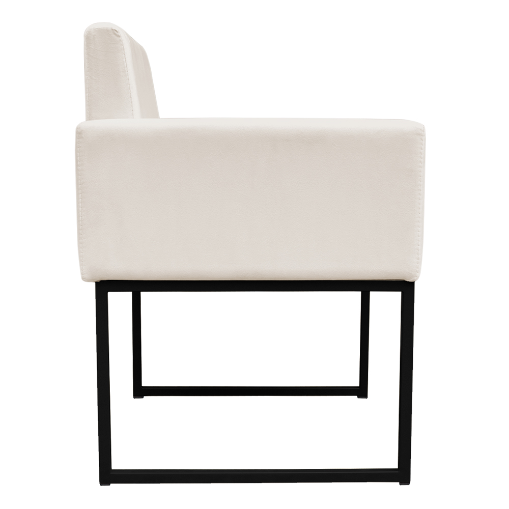 Kit 2 Poltronas Decorativa Base De Ferro Preto Veludo Bege - Montanaris Decor