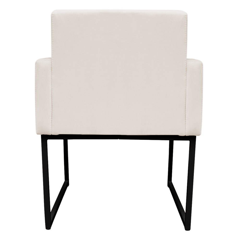 Kit 2 Poltronas Decorativa Base De Ferro Preto Veludo Bege - Montanaris Decor