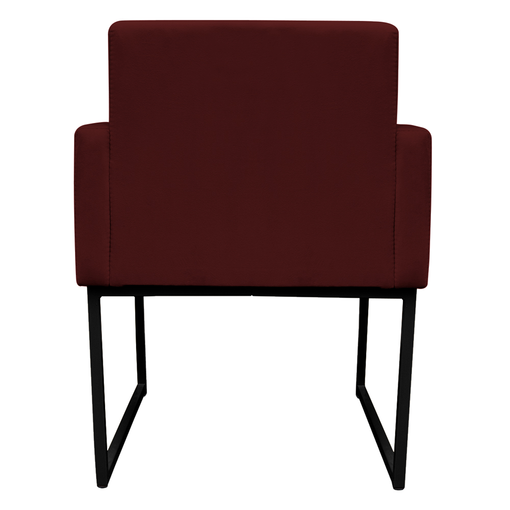 Kit 2 Poltronas Decorativa Base De Ferro Preto Veludo Bordô - Montanaris Decor
