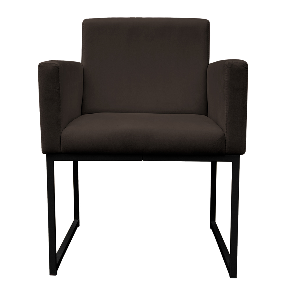 Kit 2 Poltronas Decorativa Base De Ferro Preto Veludo Marrom - Montanaris Decor