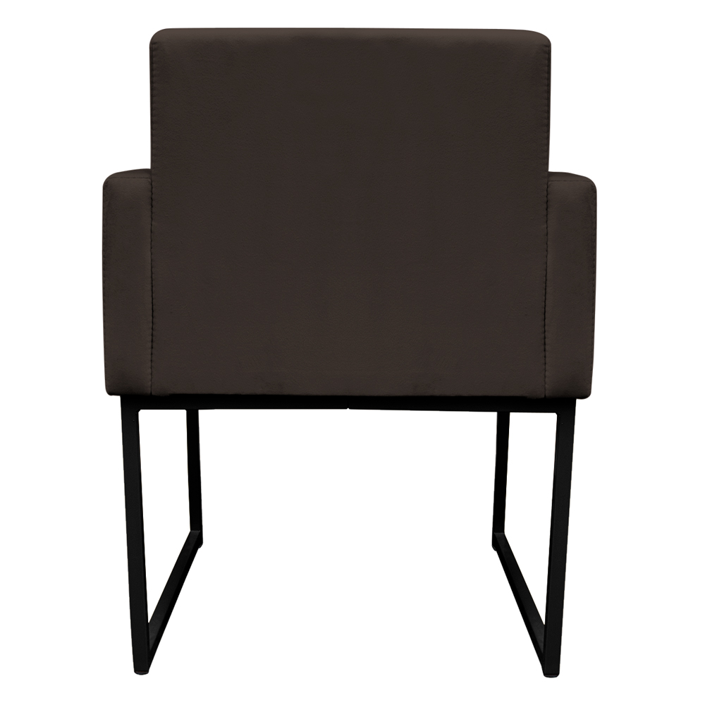 Kit 2 Poltronas Decorativa Base De Ferro Preto Veludo Marrom - Montanaris Decor